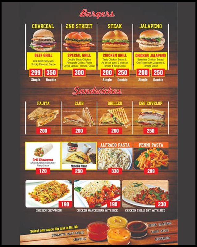 2nd Street Pizza & Fast Food menu