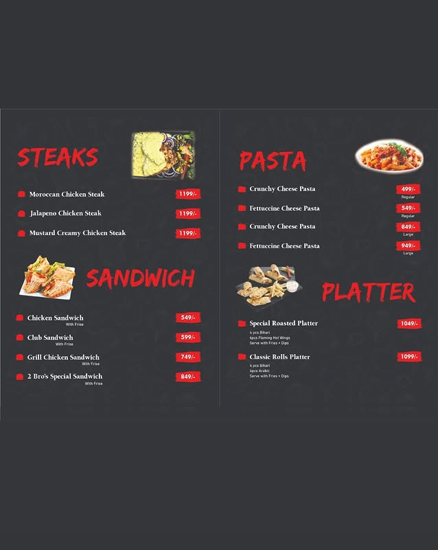 2 Bro's Pizza menu