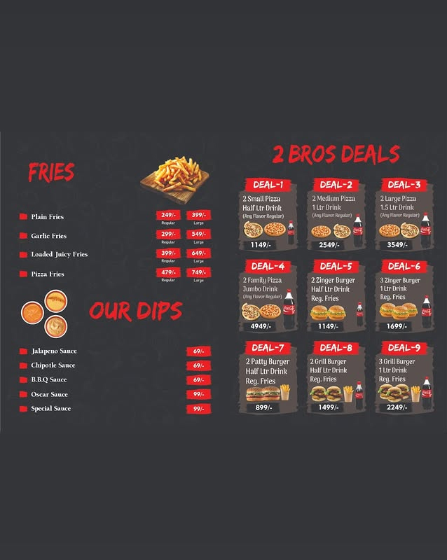 2 Bro's Pizza menu