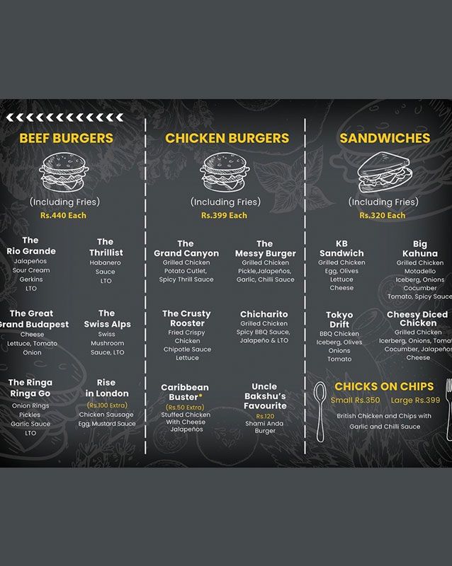 7 Lads menu