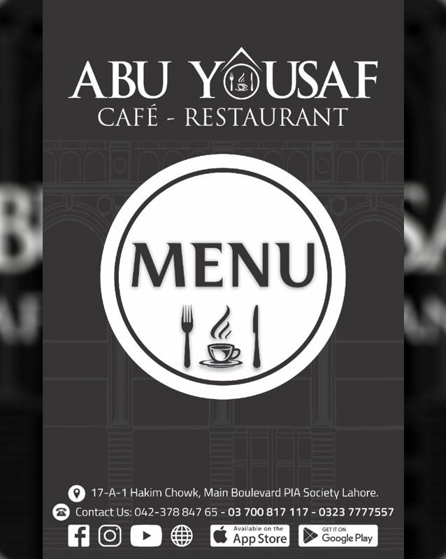 Abu Yousaf Cafe & Restaurant menu