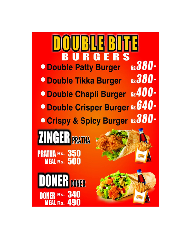 Ahmad Burger menu