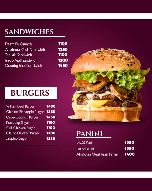 Al Nafoura menu