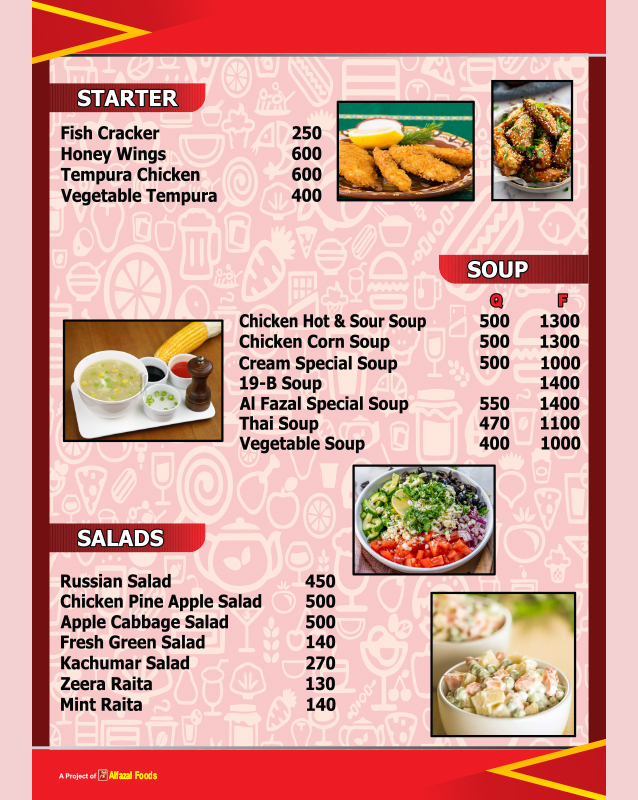 Al-Fazal Restaurant menu