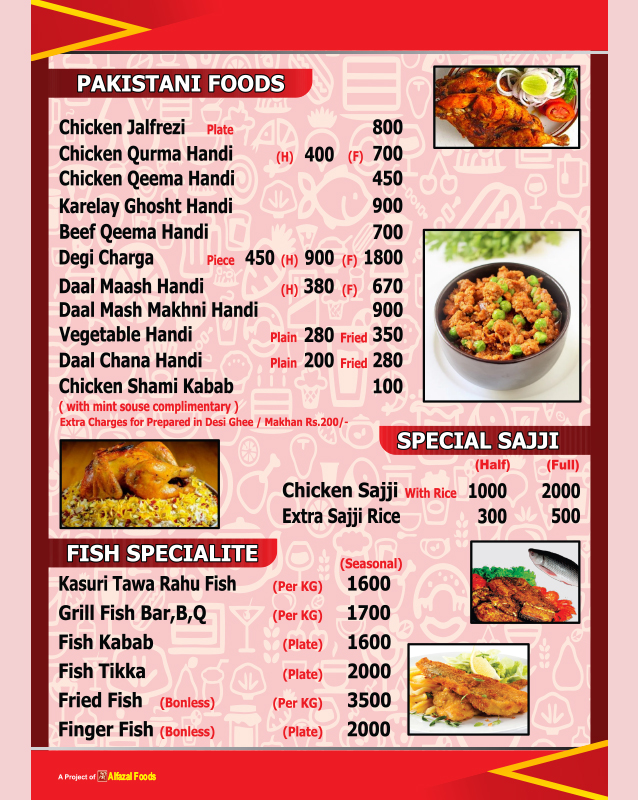 Al-Fazal Restaurant menu