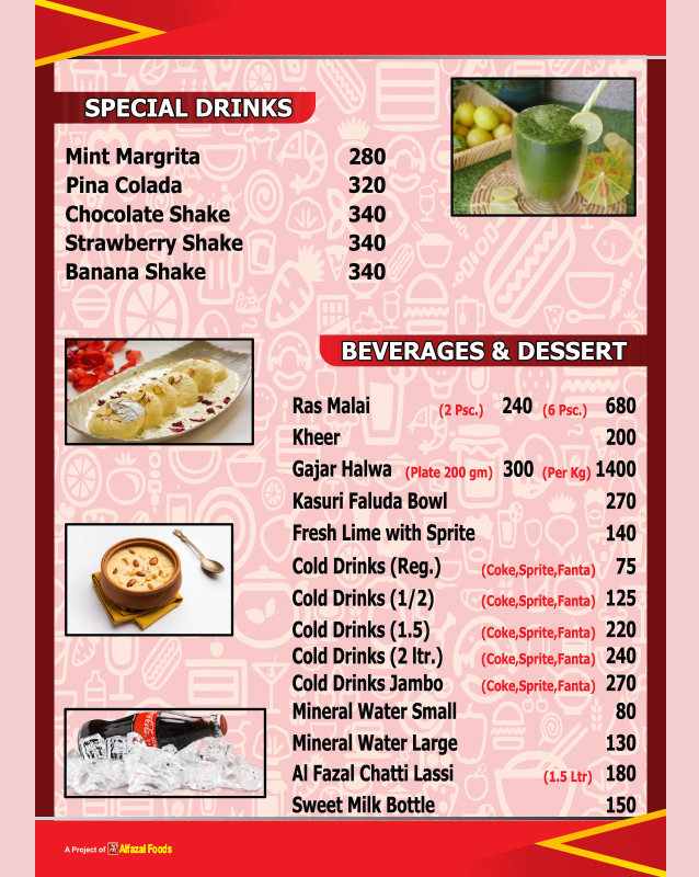 Al-Fazal Restaurant menu