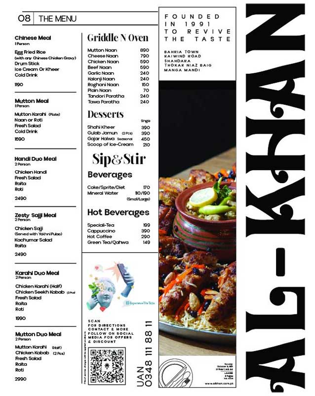 Al-Khan Restaurant menu
