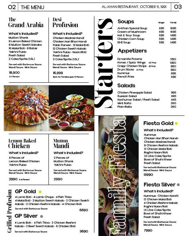 Al-Khan Restaurant menu