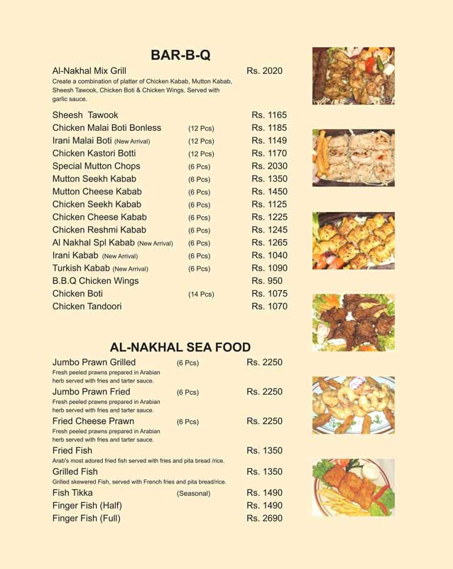 Al-Nakhal menu