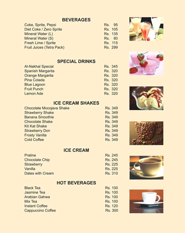 Al-Nakhal menu