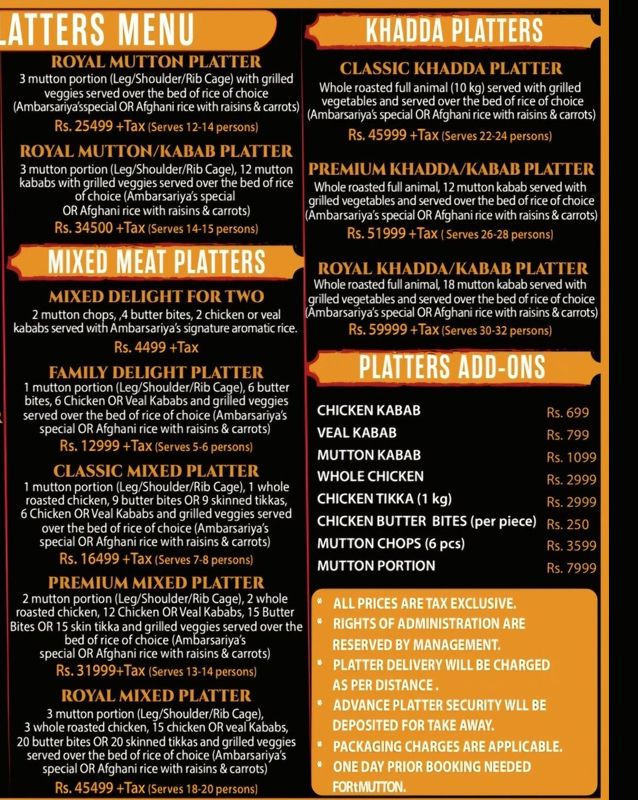 Ambarsariya Restaurant menu