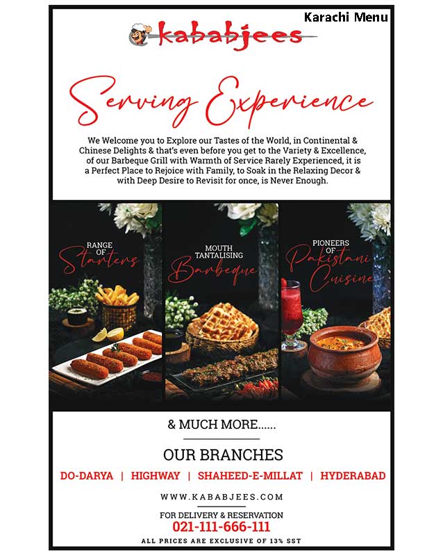 Kababjees menu