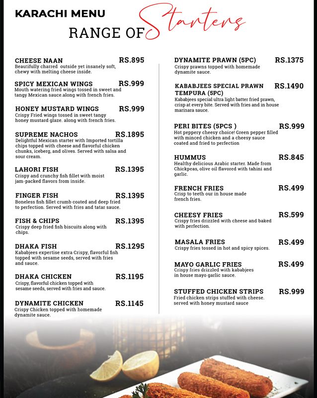 Kababjees menu
