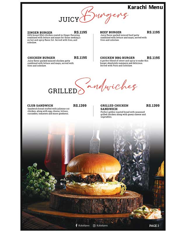 Kababjees menu