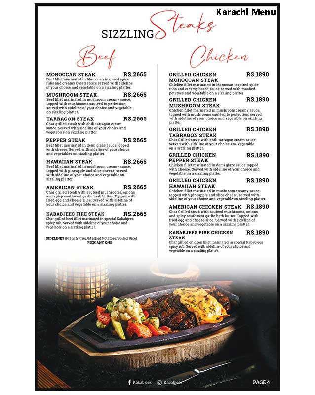 Kababjees menu