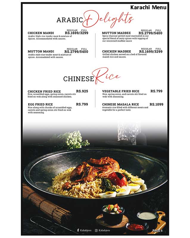 Kababjees menu