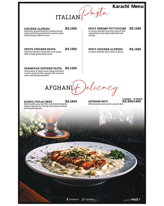 Kababjees menu