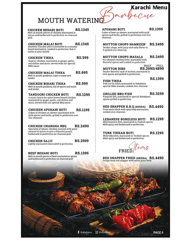 Kababjees menu