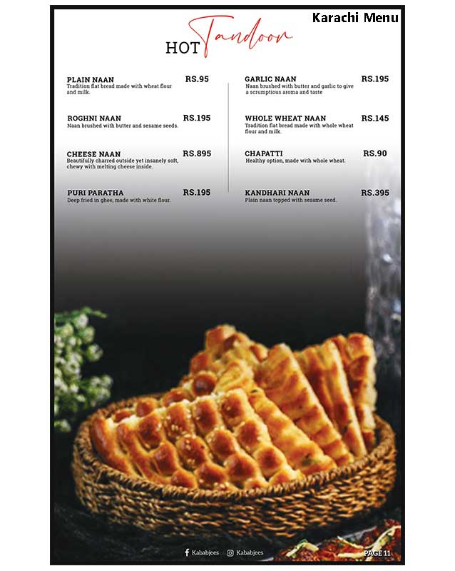 Kababjees menu