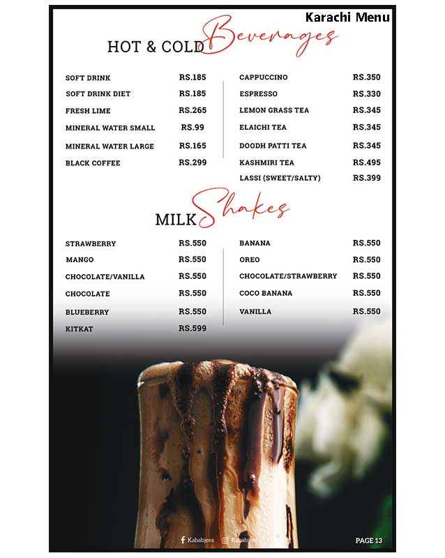 Kababjees menu