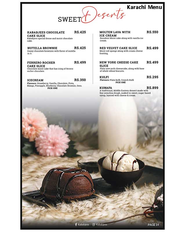 Kababjees menu
