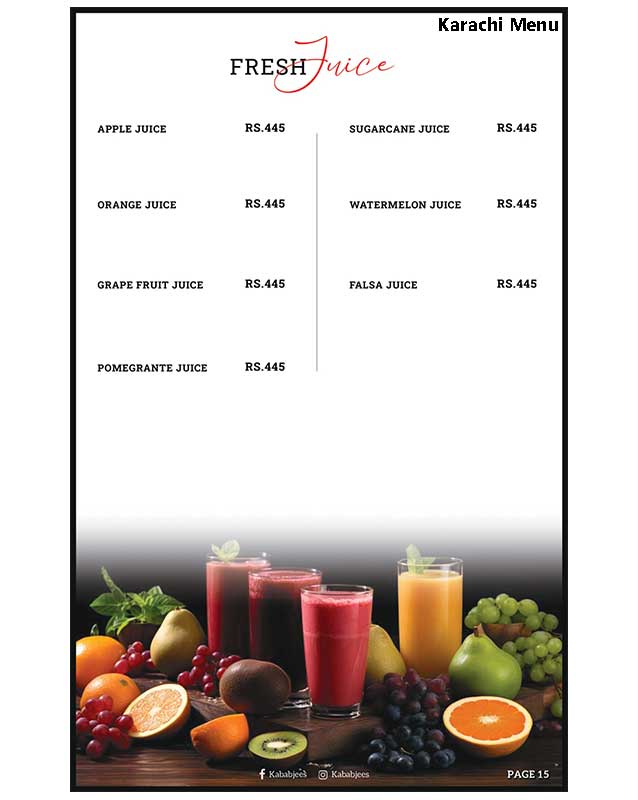 Kababjees menu