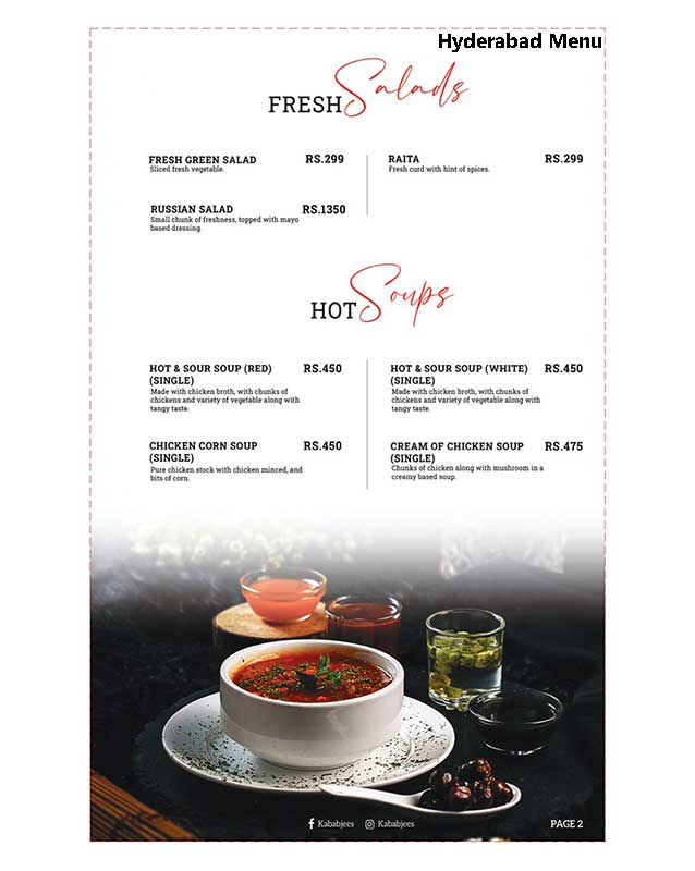 Kababjees menu
