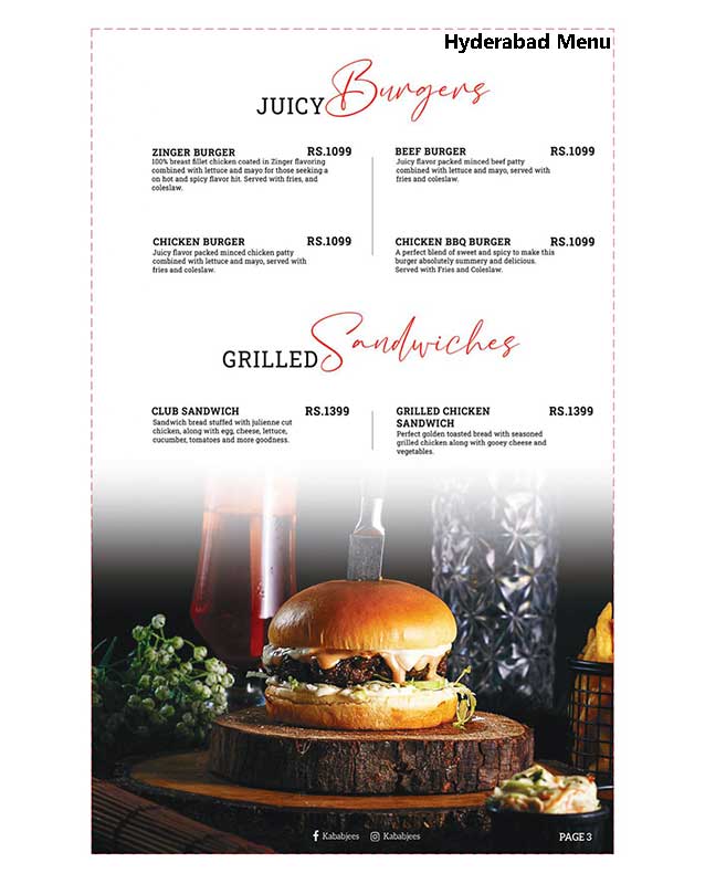 Kababjees menu