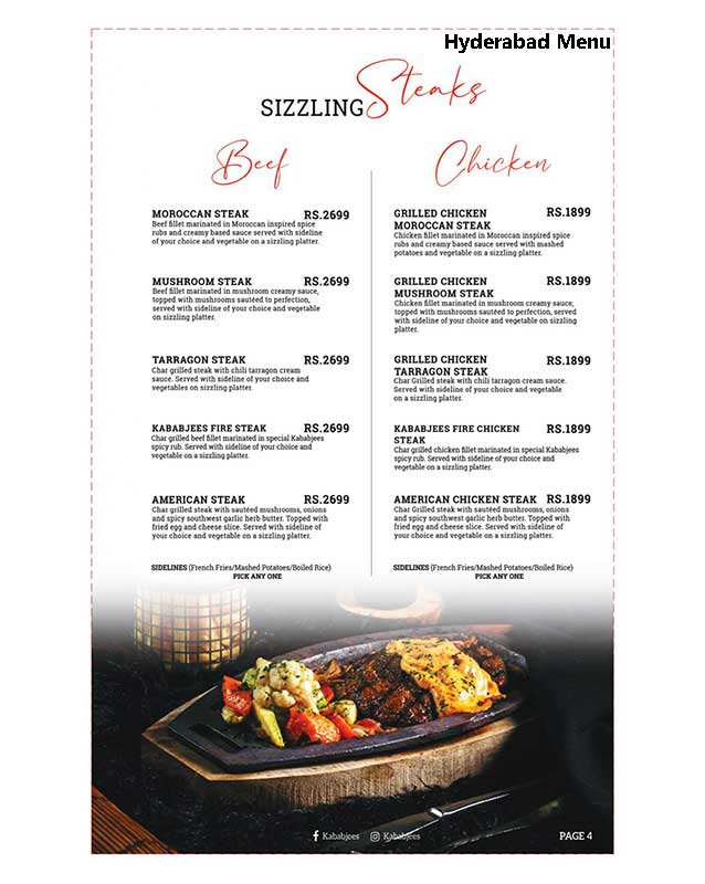 Kababjees menu