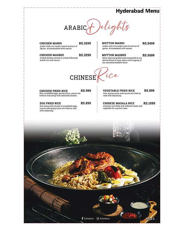 Kababjees menu
