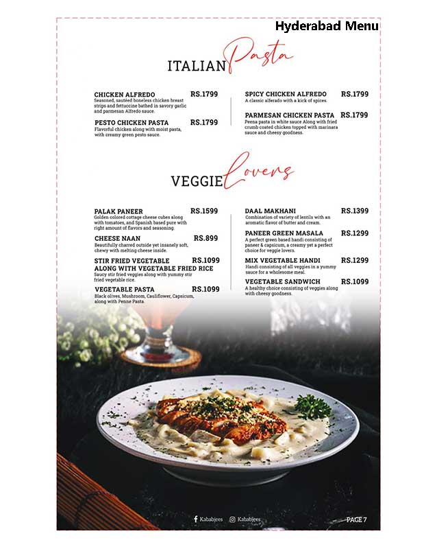 Kababjees menu