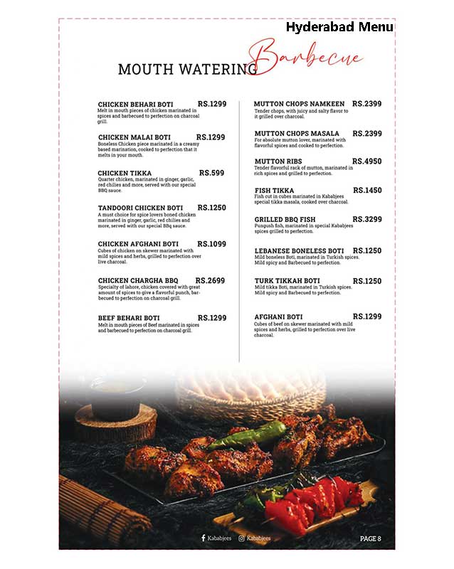 Kababjees menu