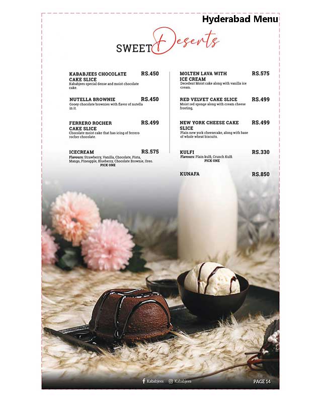 Kababjees menu
