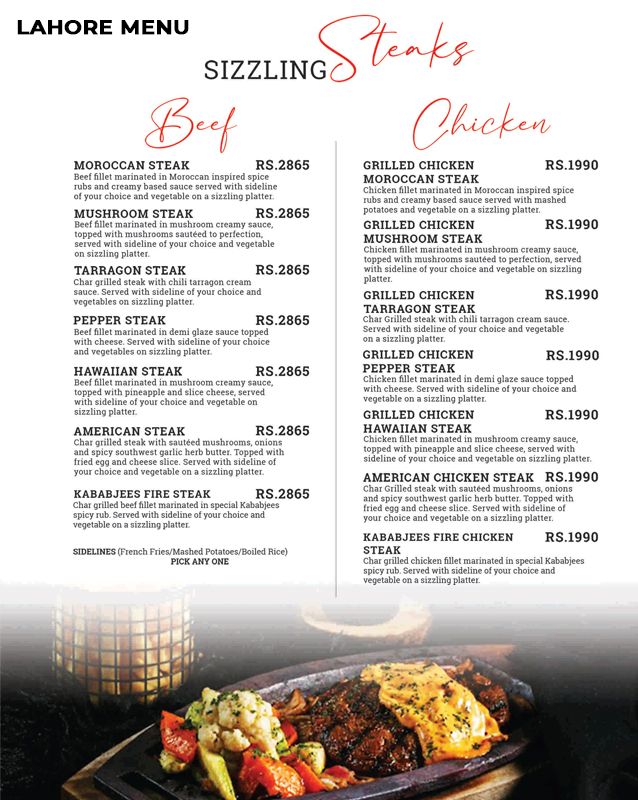 Kababjees menu