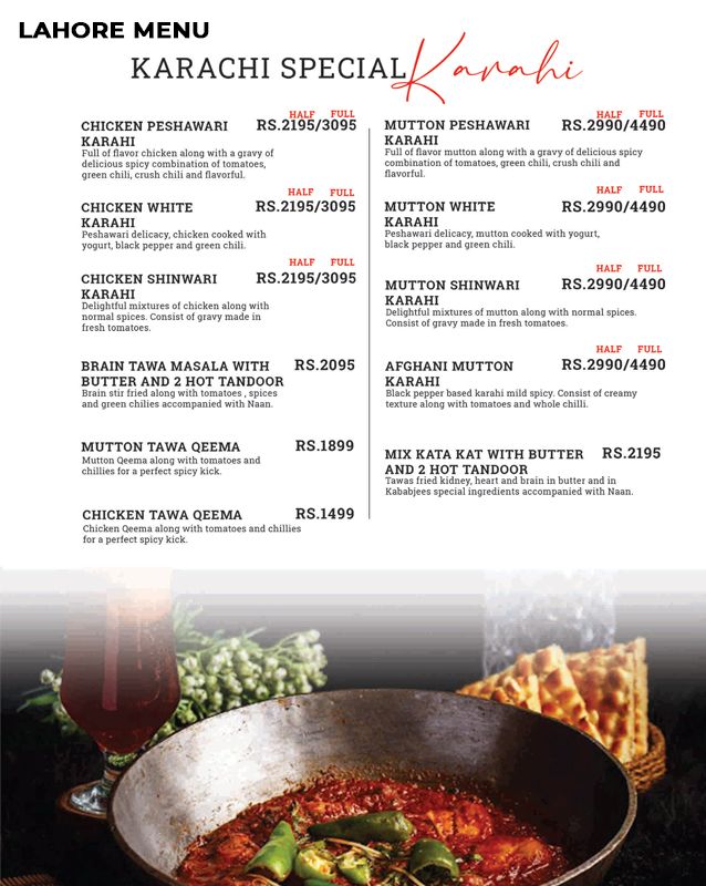 Kababjees menu