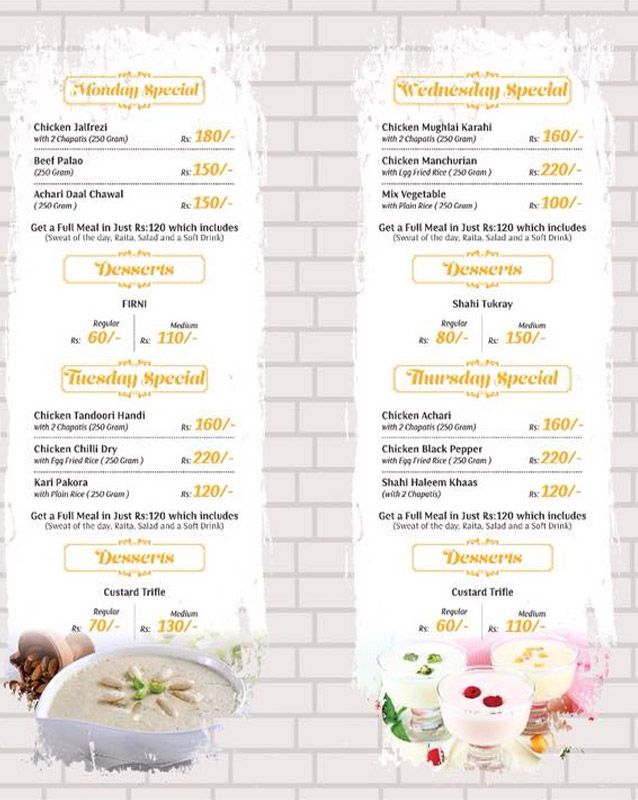 Bhook Piyaas menu