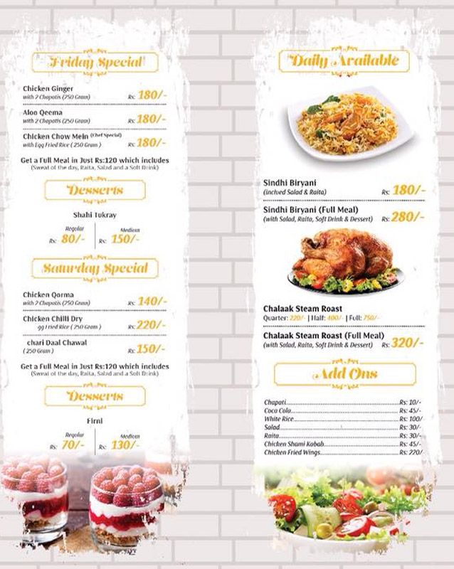 Bhook Piyaas menu