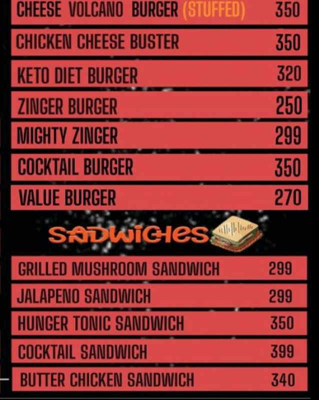 BIBY menu