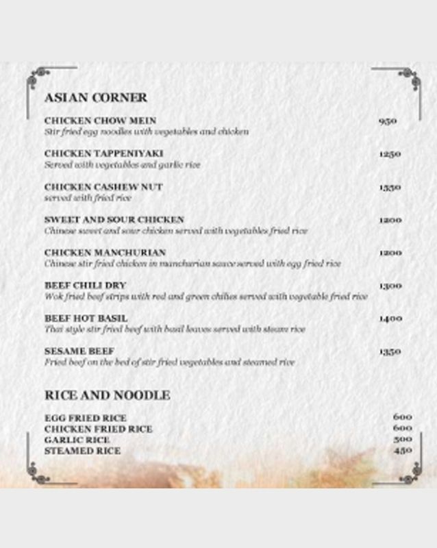 Bistro Emporium Restaurant – The Nishat Hotel menu