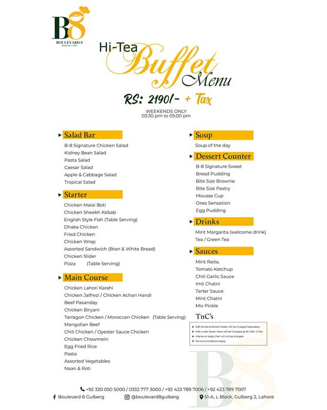 Boulevard 8 Food Court menu