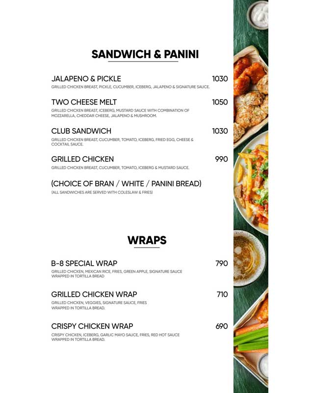 Boulevard 8 Food Court menu