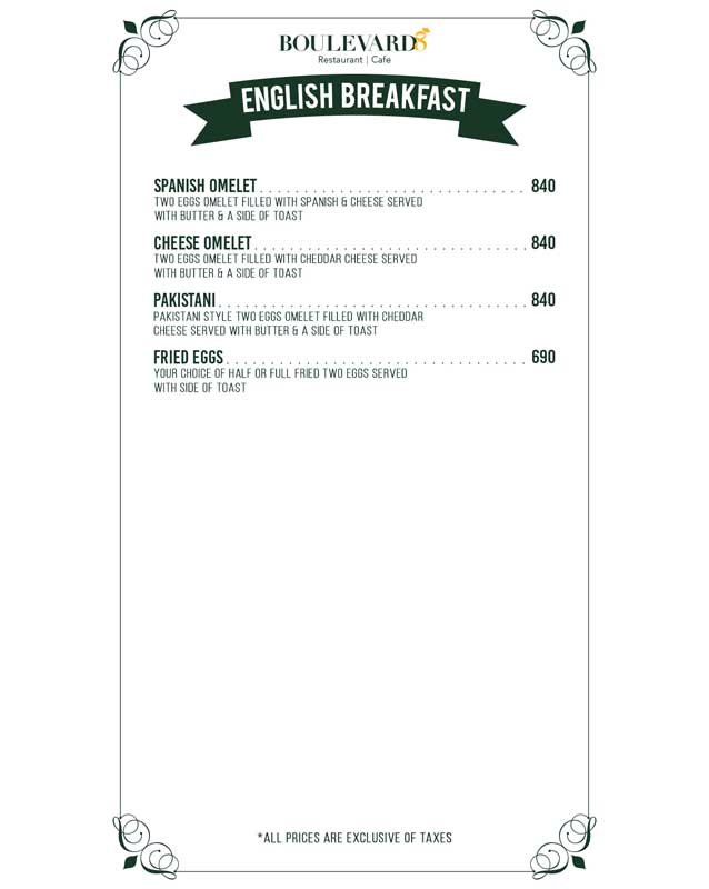 Boulevard 8 Food Court menu