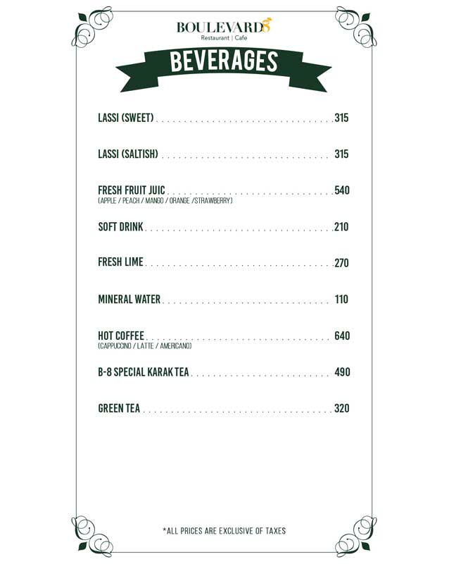 Boulevard 8 Food Court menu