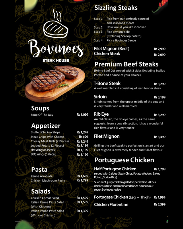 Bovinoes menu