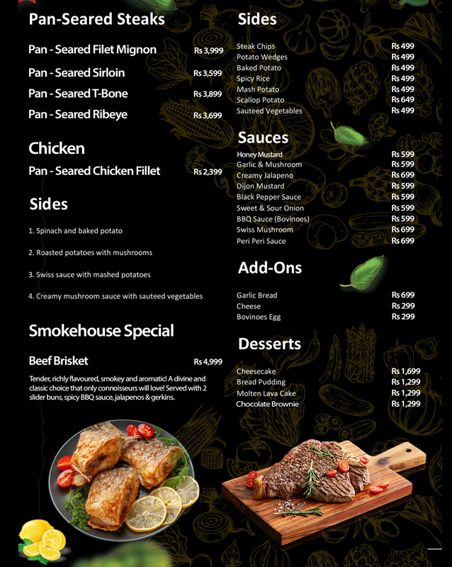 Bovinoes menu