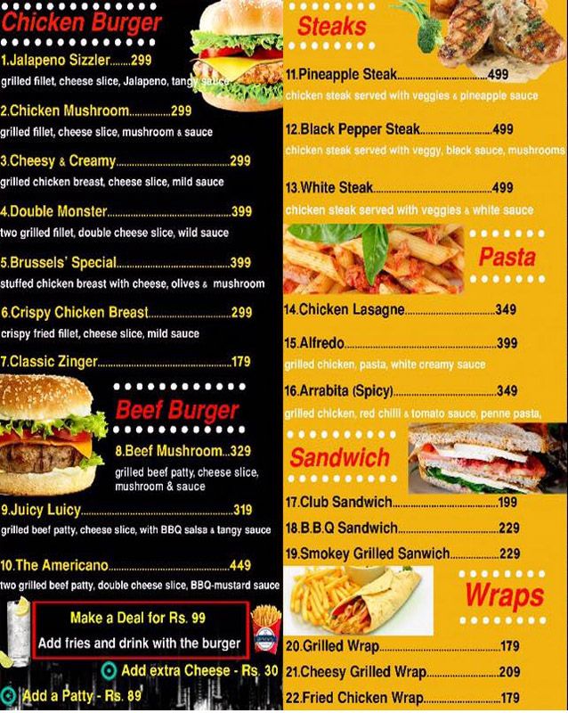 Brussels Café & Grill menu
