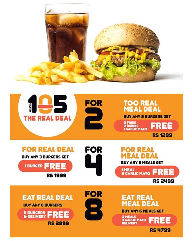 Burger 105 menu