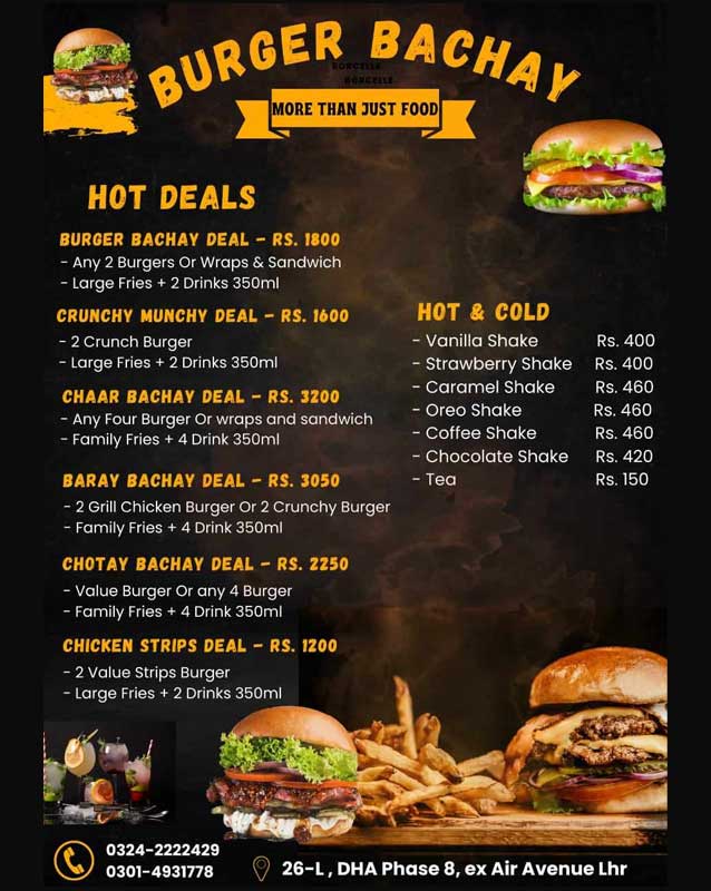 Burger Bachay menu