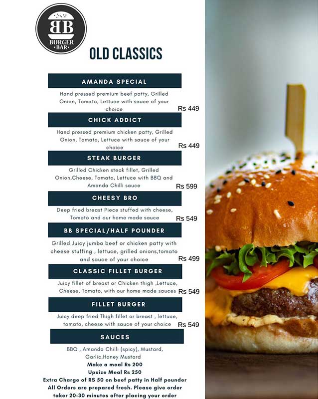Burger Bar menu