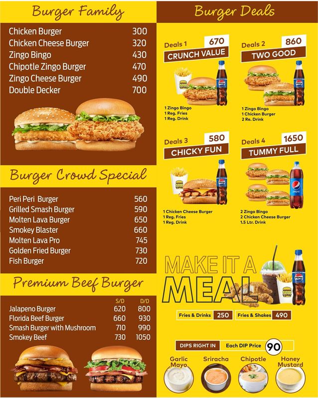 Burger Crowd menu